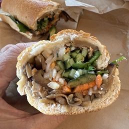 Banh Mi sandwich with crazy mushrooms