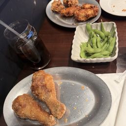 Fried Chicken and edamame
