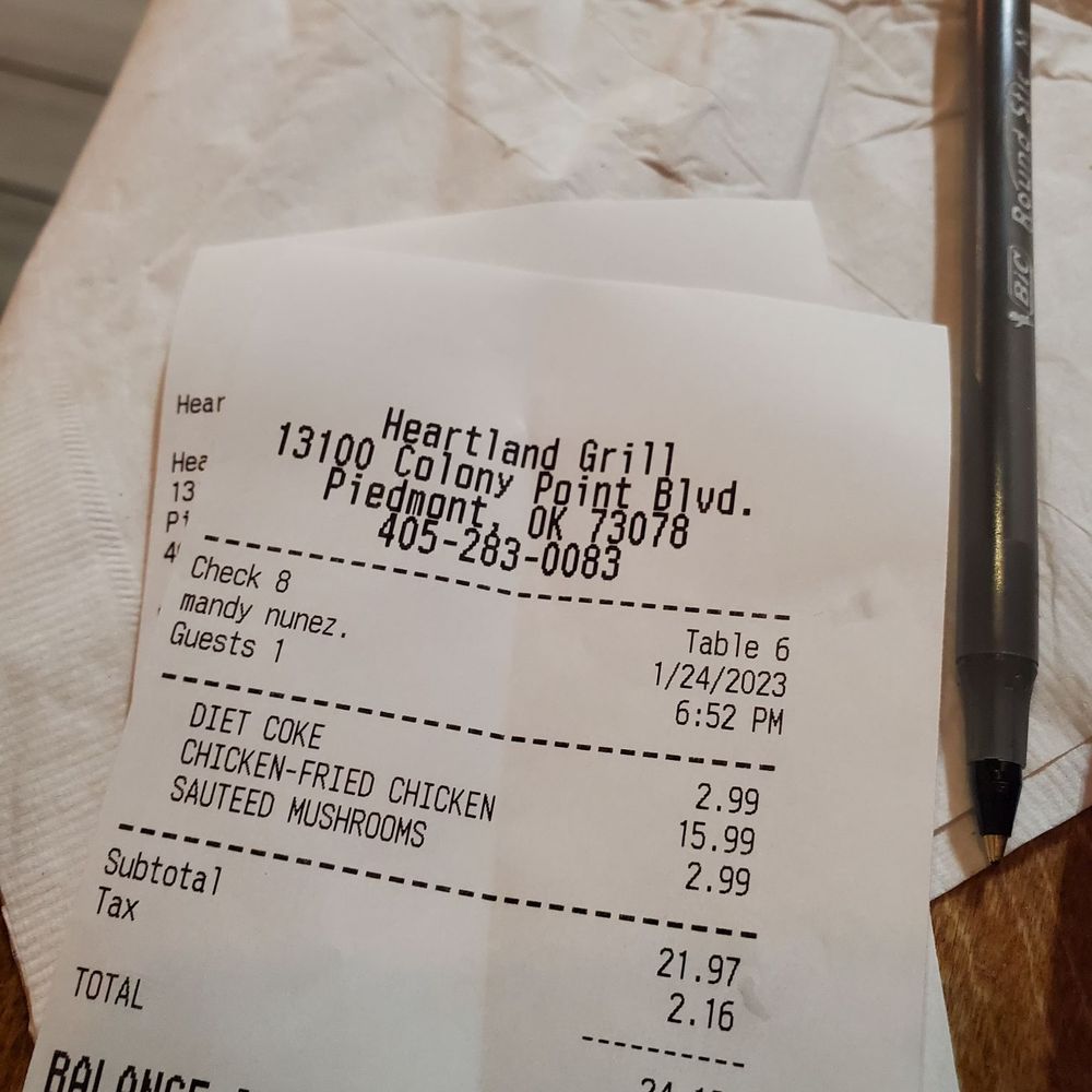 Heartland Pub and Grill - Left a $10 gratuity - Sandwiches Near Me - Piedmont, Oklahoma Heartland Pub and Grill - Left a $10 gratuity - Sandwiches Near Me - Piedmont, Oklahoma