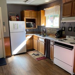 Kitchen of the Chinook cabin.