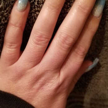 Glamorous Salon - "Frozen nails" white and blue dips ombre with silver glitter at base - Nail Salons Near Me - Walnut Creek, California