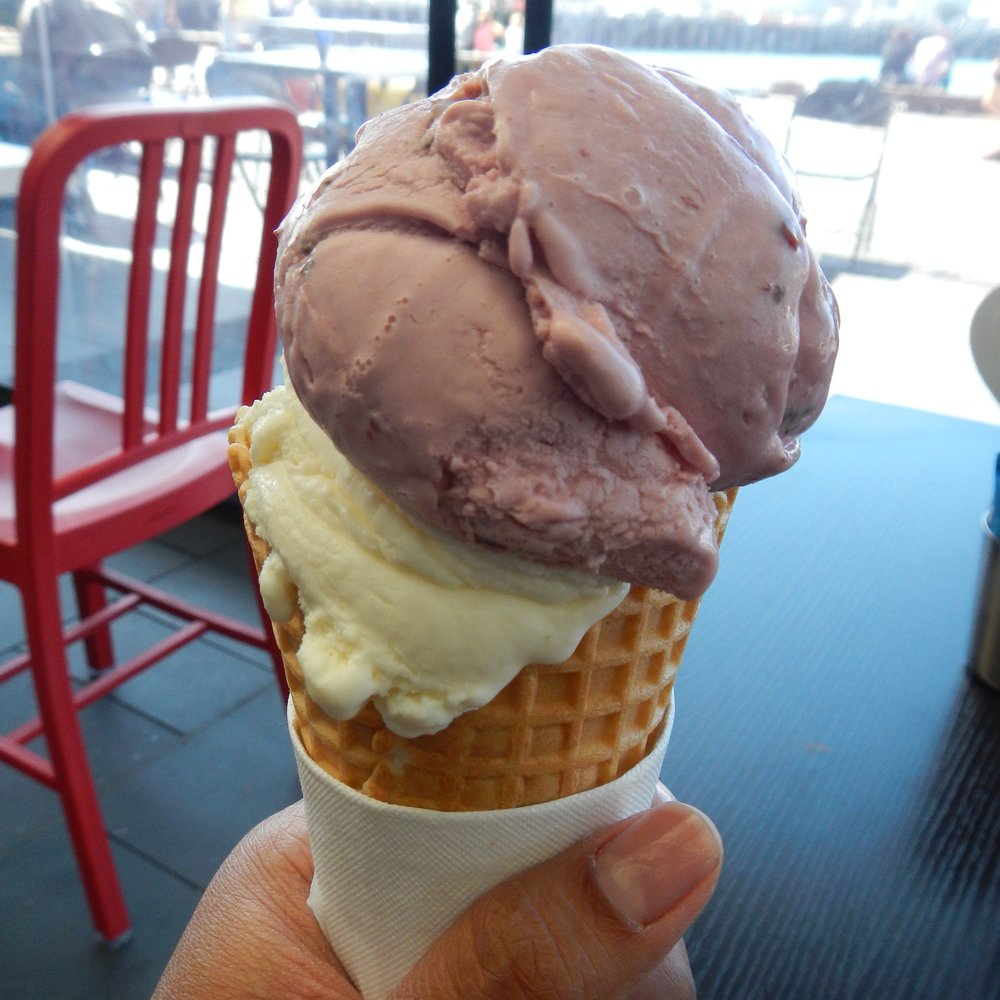 Gelatiamo - black cherry chocolate and white chocolate ice cream on waffle cone - Specialty Food Near Me - Auckland, AUK Gelatiamo - black cherry chocolate and white chocolate ice cream on waffle cone - Specialty Food Near Me - Auckland, AUK