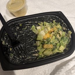 This is what came in my to go Ceasar salad with a steak. Mind you it was $42. This is what came in my to go Ceasar salad with a steak. Mind you it was $42.