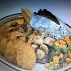TNT Family Restaurant - Our Steak with shrimp and mushrooms!