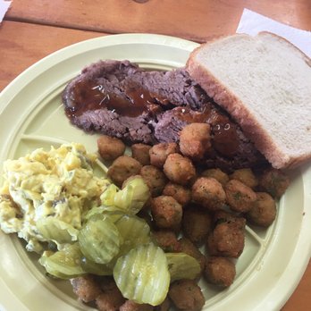 The Wagon BBQ - Amazing! Brisket, okra, and potato salad. - Barbeque Near Me - Post, Texas The Wagon BBQ - Amazing! Brisket, okra, and potato salad. - Barbeque Near Me - Post, Texas
