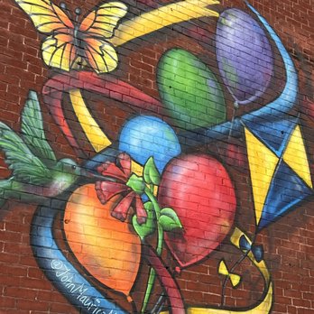 The Nook - Cheerful, interactive mural on the side of the building. Make like you're holding onto the balloons and being lifted away. - New American Near Me - Pittsburgh, Pennsylvania The Nook - Cheerful, interactive mural on the side of the building. Make like you're holding onto the balloons and being lifted away. - New American Near Me - Pittsburgh, Pennsylvania