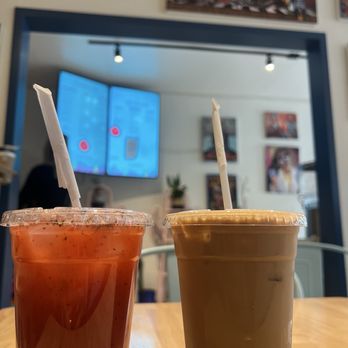 Breakfast Little - agua fresa fresca with mint and an ice coffee with condense milk - Coffee & Tea Near Me - San Francisco, California