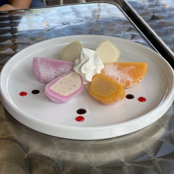 Tacowa - Sweet ending to a delicious meal. Mochi in mango, vanilla and strawberry. - Korean Near Me - Boca Raton, Florida