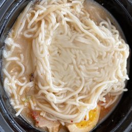 One gloppy brick of noodles. One gloppy brick of noodles.