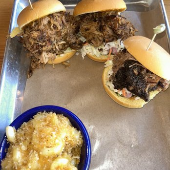 Brothers Meethouse - Slider Trio: Meat kind of dry. Mac and cheese is good - Barbeque Near Me - Bentonville, Arkansas Brothers Meethouse - Slider Trio: Meat kind of dry. Mac and cheese is good - Barbeque Near Me - Bentonville, Arkansas