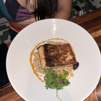 Chayote Barrio Kitchen - Salmon with white beans - Latin American Near Me - Winter Park, Florida Chayote Barrio Kitchen - Salmon with white beans - Latin American Near Me - Winter Park, Florida