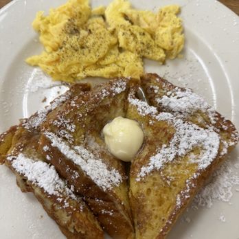 Fantastic Café - French Toast and Eggs with Sausage Special (I ate the bacon and sausage already) - Breakfast & Brunch Near Me - Long Beach, California