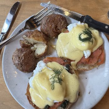 Lola - Eggs Benedict with Salmon - Greek Near Me - Seattle, Washington Lola - Eggs Benedict with Salmon - Greek Near Me - Seattle, Washington