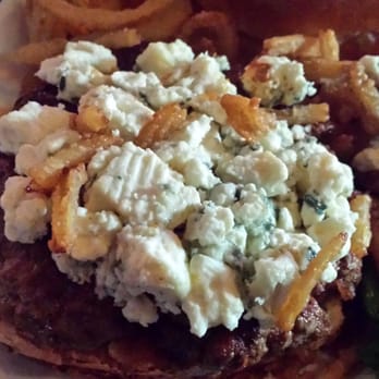 Tracks - Black and Blue Burger , Blue Cheese Close up - Burgers Near Me - Cary, Illinois Tracks - Black and Blue Burger , Blue Cheese Close up - Burgers Near Me - Cary, Illinois