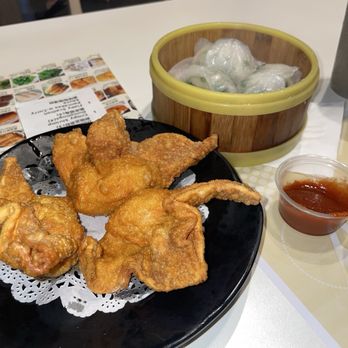 Sam Woo Cafe - Shrimp dumplings and scallion pancake with curry sauce (/: - Desserts Near Me - Artesia, California