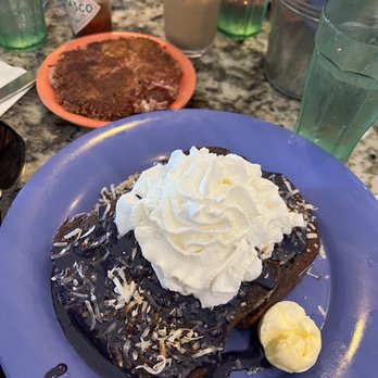 Kountry Kitchen - Ube French Toast - Half with side order of Corned Beef Hash - American Near Me - Kapaa, Hawaii