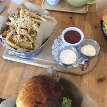 Cafe Maji - Angry Bear Burger, White Truffle and Parmesan Cheese Fries, Hazelnut Latte - Coffee & Tea Near Me - Artesia, California Cafe Maji - Angry Bear Burger, White Truffle and Parmesan Cheese Fries, Hazelnut Latte - Coffee & Tea Near Me - Artesia, California
