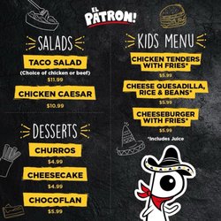 El Patron of Collinsville - Kid's menu and others