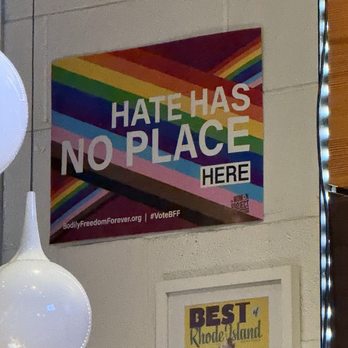 Moniker Brewery - Pride sign when you walk in the door. A safe space for all. :) - Breweries Near Me - Providence, Rhode Island