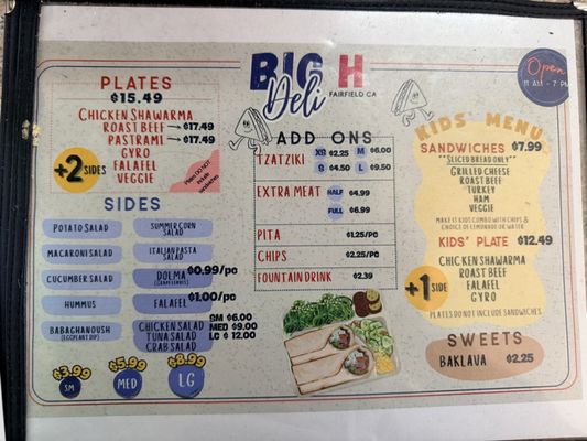 Menu photo 2 Big H Deli Fairfield, CA Menu photo 2 Big H Deli Fairfield, CA