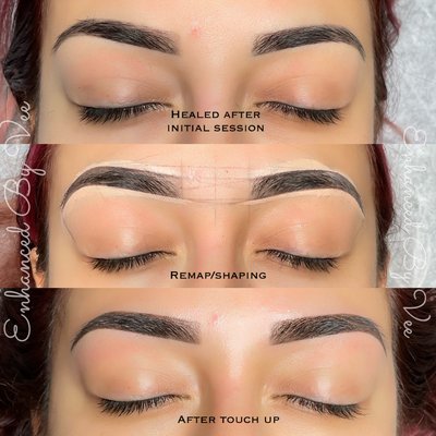 Ombre Powder Brows Continued - Ombre Powder Brows is Semi - Permanent powder brow technique for clients who prefer fuller results than hair strokes. The tails of the brows are darker and fade into a light beginning to the brow, giving a perfect Ombre makeup affect. The effect will be waterproof, smudge-proof, natural and will last you 1-3 years. Ombre Powder Brows Continued - Ombre Powder Brows is Semi - Permanent powder brow technique for clients who prefer fuller results than hair strokes. The tails of the brows are darker and fade into a light beginning to the brow, giving a perfect Ombre makeup affect. The effect will be waterproof, smudge-proof, natural and will last you 1-3 years.