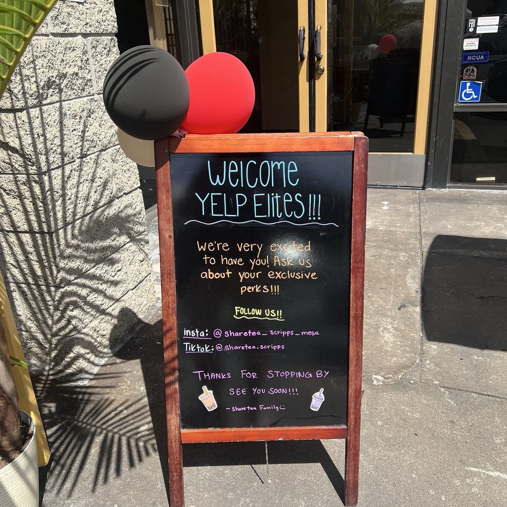 Sharetea - Welcome sign for Yelp Elite members! - Coffee & Tea Near Me - San Diego, California Sharetea - Welcome sign for Yelp Elite members! - Coffee & Tea Near Me - San Diego, California
