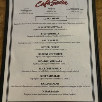 Cafe Sicilia - Lunch menu - Italian Near Me - Arlington, Texas Cafe Sicilia - Lunch menu - Italian Near Me - Arlington, Texas