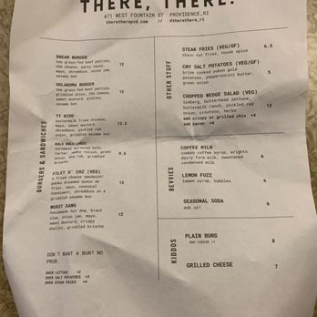 There There - menu - Sandwiches Near Me - Providence, Rhode Island