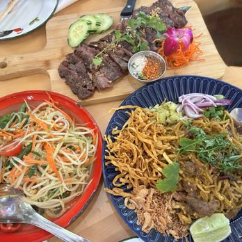 Chiang Rai - Papaya Salad, Crying Tiger, Dry Khao SOI beef - Thai Near Me - Long Beach, California