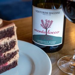 PhatBar Bakery & Cafe - Raspberry Chocolate Cake and Lambrusco