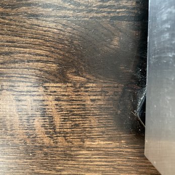 Buff & Coat Hardwood Floor Renewal - Dark spots in front of fridge - Flooring Near Me - Plainfield, Illinois