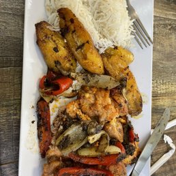 a plate of food with rice and vegetables a plate of food with rice and vegetables