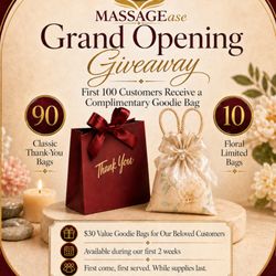 MASSAGEase Grand Opening starts May 8! Free goodie bags for first 100 guests. Massage, Tui Na, Hot Stone & Foot Massage. Oxnard.