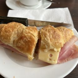 Cafe am Markt - Croissant with ham and cheese.