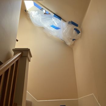 Alta-Cal Roofing - The plastic I put up when scrambling to protect stairwell from sky light removel during job. - Roofing Near Me - Hollister, California Alta-Cal Roofing - The plastic I put up when scrambling to protect stairwell from sky light removel during job. - Roofing Near Me - Hollister, California