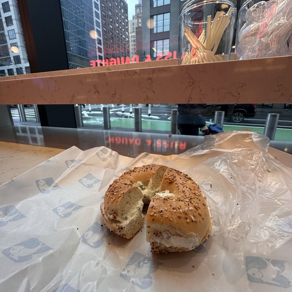 Russ & Daughters - everything bagel with scallion cream cheese - Bagels Near Me - New York, New York