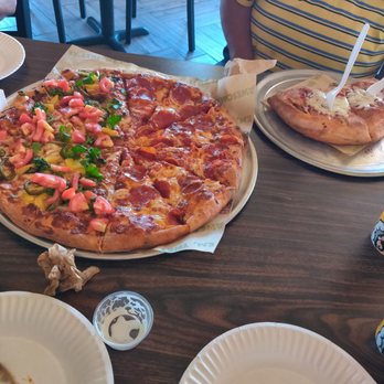 Pizza Factory - Half fiesta/half pepperoni and a calzone - Italian Near Me - Monterey, California Pizza Factory - Half fiesta/half pepperoni and a calzone - Italian Near Me - Monterey, California