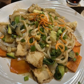Blu Basil Wine & Grill - Stir- Fried Udon Noodles with tofu. Vegan and very good - Vietnamese Near Me - Lafayette, Louisiana Blu Basil Wine & Grill - Stir- Fried Udon Noodles with tofu. Vegan and very good - Vietnamese Near Me - Lafayette, Louisiana