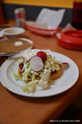 Photo of Carnitas Sahuayo Restaurant - Santa Ana, CA, US. Chorizo Sope