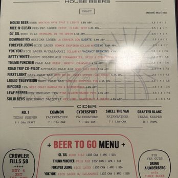 Hold Out Brewing - Menu - Brewpubs Near Me - Austin, Texas