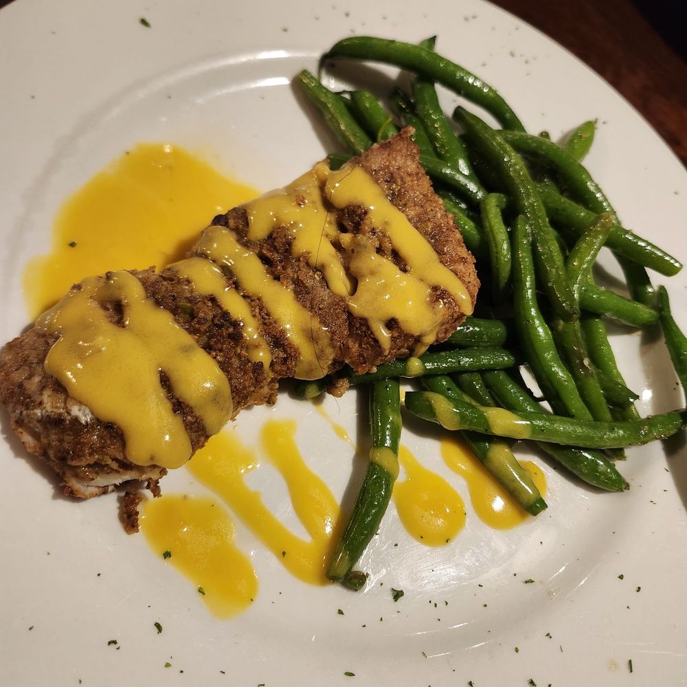 Middle Grounds Grill - Mango Nut Grouper with no rice and double veg $52 - Seafood Near Me - Treasure Island, Florida