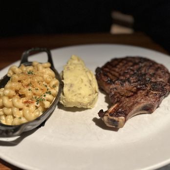 J. Gilbert's Wood-Fired Steaks & Seafood - Cowboy cut ribeye mashed potatoes and lobster Mac and cheese - Steakhouses Near Me - Overland Park, Kansas