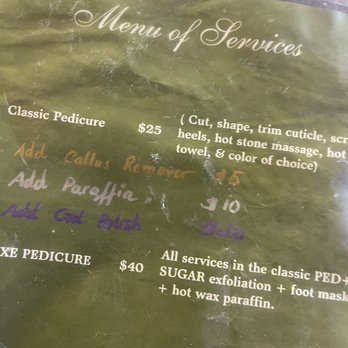 Love Nails & Spa - Menu of services.. outdated but why is it out ? - Nail Salons Near Me - Las Vegas, Nevada