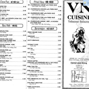 VN Cuisine - Menu 7/2015 - Vietnamese Near Me - San Dimas, California VN Cuisine - Menu 7/2015 - Vietnamese Near Me - San Dimas, California