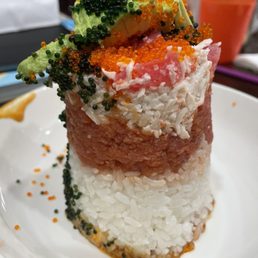 The Tuna Tower. Not their plating. But looks (and tastes delicious) from a to-go order. The Tuna Tower. Not their plating. But looks (and tastes delicious) from a to-go order.