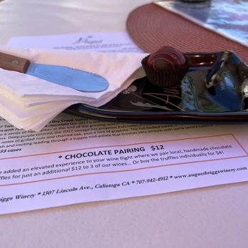 August Briggs - Chocolate pairing with Pinot Noir - Wineries Near Me - Calistoga, California