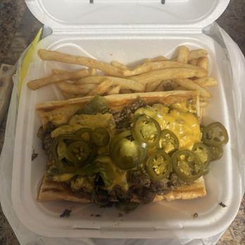 Jasnak - This is supposed to be the Philly steak, no lettuce, tomatoes, mushrooms, just cheese and jalapeño peppers. - Desserts Near Me - Gary, Indiana Jasnak - This is supposed to be the Philly steak, no lettuce, tomatoes, mushrooms, just cheese and jalapeño peppers. - Desserts Near Me - Gary, Indiana