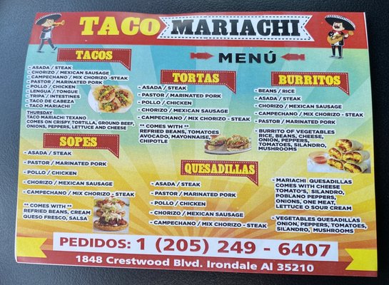 Menu photo 4 Taco Mariachi Irondale, AL