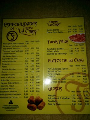 Menu photo 3 La Crisis Seville, SE Menu photo 3 La Crisis Seville, SE