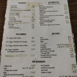 Breakfast menu, adjusted for the rising cost of eggs. (03/2025).